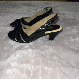 Softspots Dress Shoes Womens Size 7.5M Black Patent Slingback Heels Pillowtop